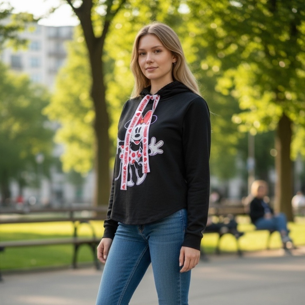 Disney Black Hoodie with Minnie Mouse Graphic